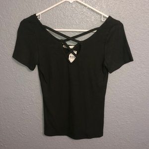 green tied front top